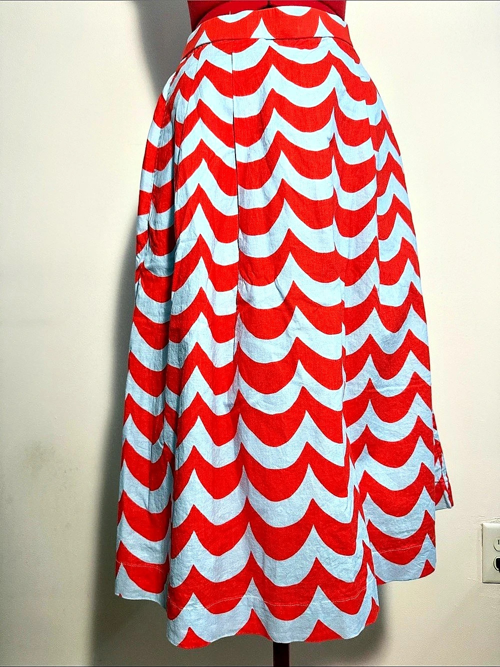 Marimekko x UNIQLO Linen Skirt Maxi Skirt in Orange & Light Blue Size Small NWT